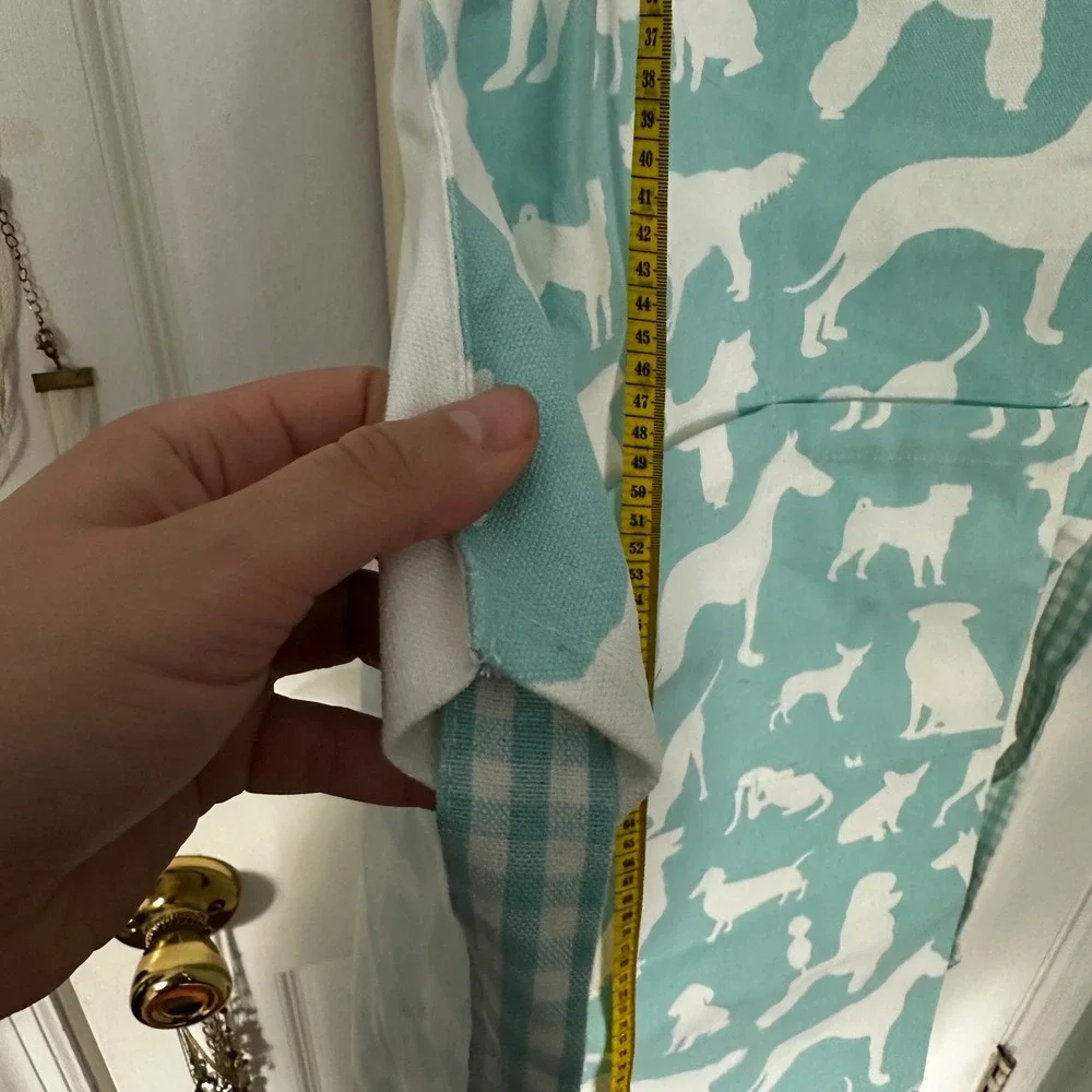 DII Dog Print Kitchen Apron Teal White Adjustable Neck Pocket Baking‎ Cooking